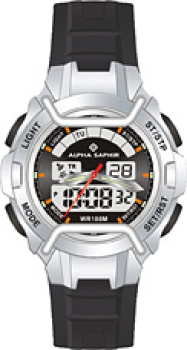 Alpha Saphir 285B Herren Uhr Edelstahl Kunststoff 10Bar